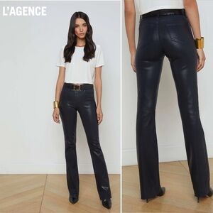L'AGENCE Dark Navy Faux Leather Jeans